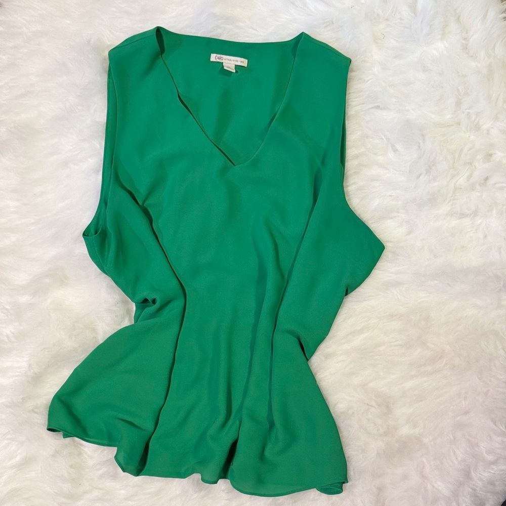 Cato Vibrant Green V-Neck Blouse
